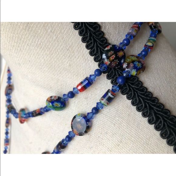 UPDATED: Millefiori (as is) glass bead double strand with heart pendant - Picture 3 of 7